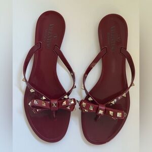 Valentino Burgundy Studded Sandals